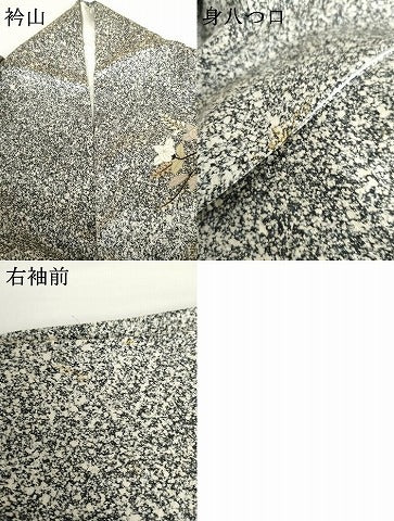 平和屋着物●訪問着 地紙枝花文 たたき染め 黒地 金彩 正絹 逸品 AABF9125cs