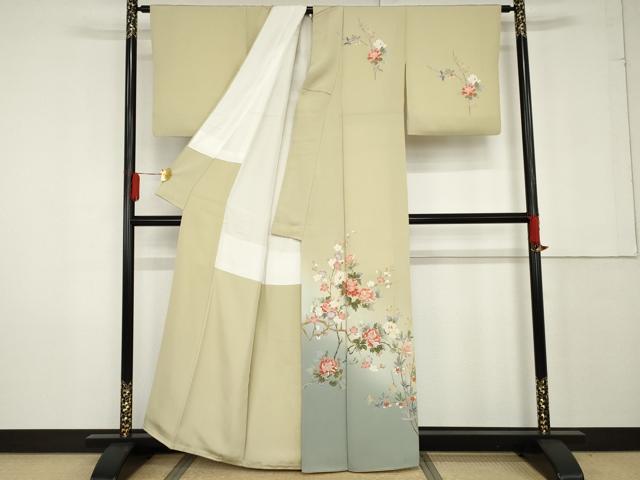 平和屋着物●訪問着 友禅 枝花文 暈し染め 正絹 逸品 AABF9140cs