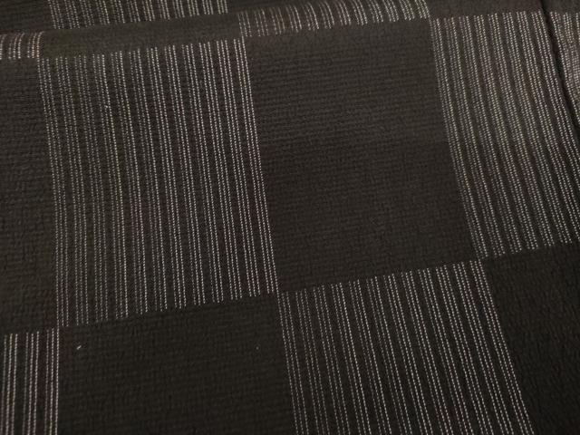 平和屋着物●お召 市松文様 こげ茶色 正絹 逸品 未使用 AABF9144cs