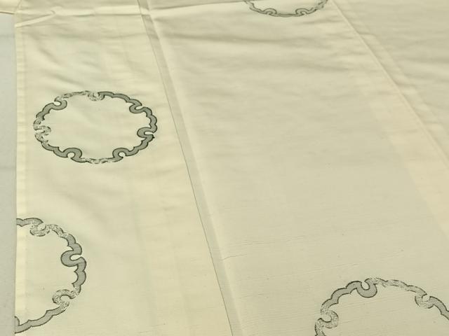 平和屋着物▽上質な紬 単衣 雪輪文 正絹 逸品 AABF9165jh