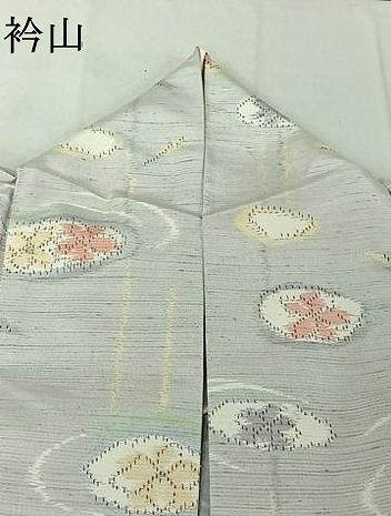 平和屋着物▽上質な紬 単衣 流水花文 正絹 逸品 AABF9171jh