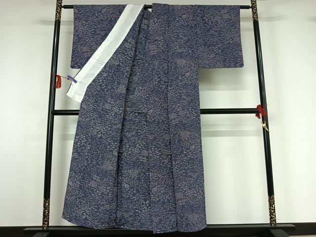 平和屋着物▽上質な小紋 単衣 風景花文 正絹 逸品 AABF9173jh