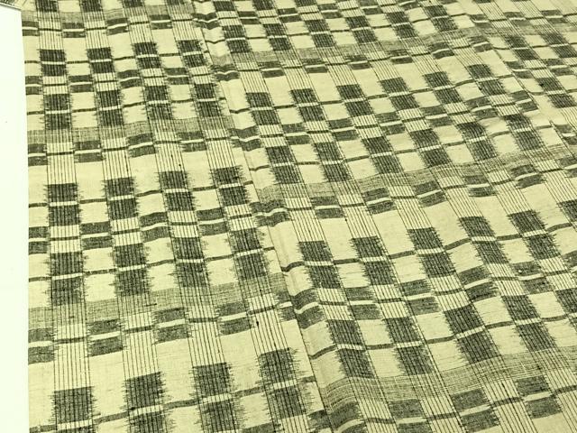 平和屋着物▽上質な紬 単衣 横段文 正絹 逸品 AABF9177jh