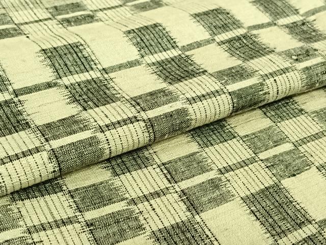 平和屋着物▽上質な紬 単衣 横段文 正絹 逸品 AABF9177jh