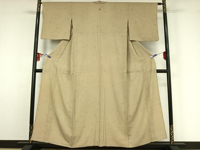 平和屋着物▽上質な小紋 単衣 作家物 芝文 鬼しぼ縮緬 正絹 逸品 AABF9182jh