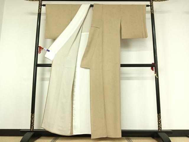 平和屋着物▽上質な小紋 単衣 作家物 芝文 鬼しぼ縮緬 正絹 逸品 AABF9182jh