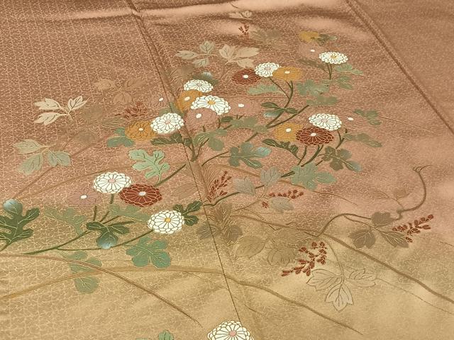 平和屋着物▽訪問着 単衣 草花文 暈し染め 金彩 正絹 逸品 AABF9187jh
