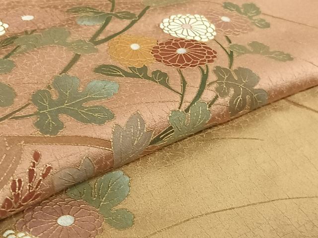 平和屋着物▽訪問着 単衣 草花文 暈し染め 金彩 正絹 逸品 AABF9187jh