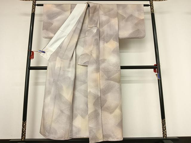 平和屋着物▽上質な小紋 単衣 草花文 暈し染め 正絹 逸品 AABF9189jh