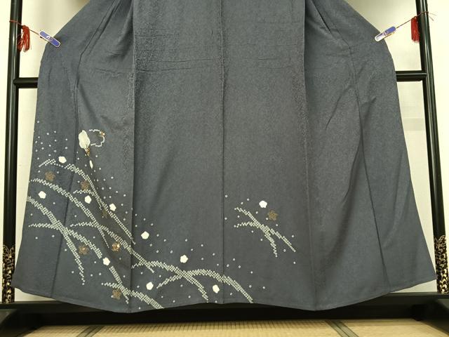 平和屋着物▽訪問着 単衣 絞り 刺繍 芝花文 正絹 逸品 AABF9191jh