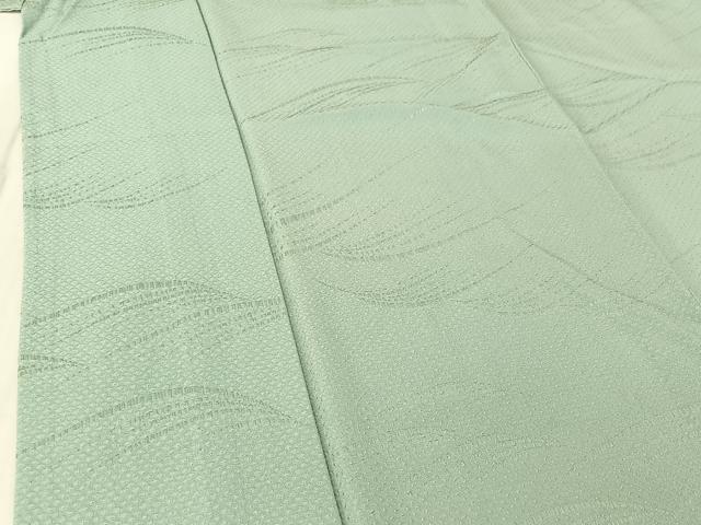 平和屋着物▽上質な色無地 単衣 流水地紋 錆青磁色 小田急百貨店扱い 正絹 逸品 AABF9209jh
