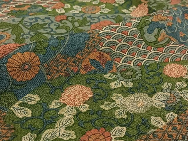 平和屋着物▽上質な小紋 単衣 吉祥花鳥文 正絹 逸品 AABF9221jh