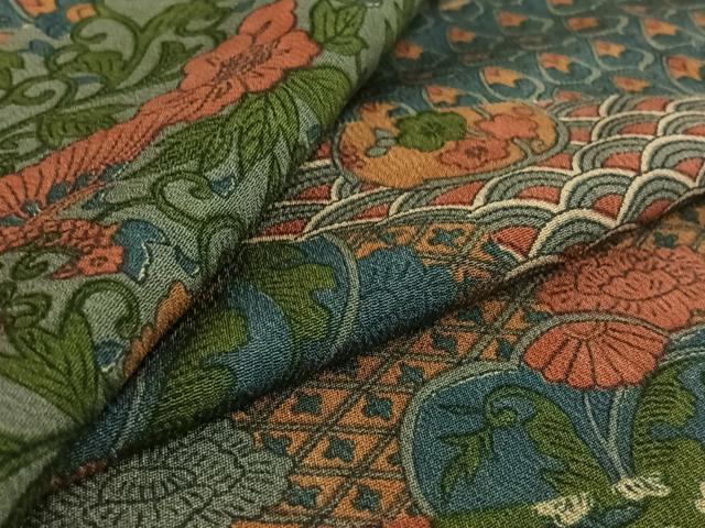 平和屋着物▽上質な小紋 単衣 吉祥花鳥文 正絹 逸品 AABF9221jh