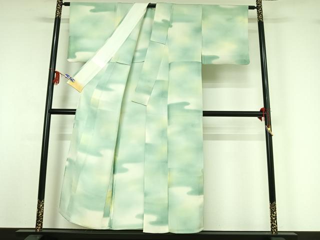 平和屋着物▽上質な小紋 単衣 霞文 正絹 逸品 AABF9225jh
