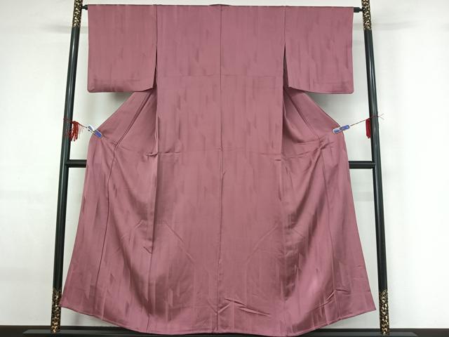 平和屋着物▽上質な色無地 単衣 幾何学地紋 浅蘇芳色 正絹 逸品 AABF9238jh