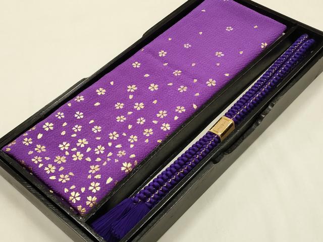 平和屋着物●和装小物 帯締め・帯揚げセット 振袖用 舞桜 金糸 金彩 撚り房 逸品 未使用品あり AABF9369ay