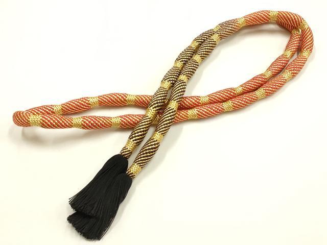 平和屋本店●和装小物 帯締め・帯揚げセット 振袖用 丸ぐけ 色紙花文 暈し 金糸 金彩 撚り房 逸品 AABF9372ay