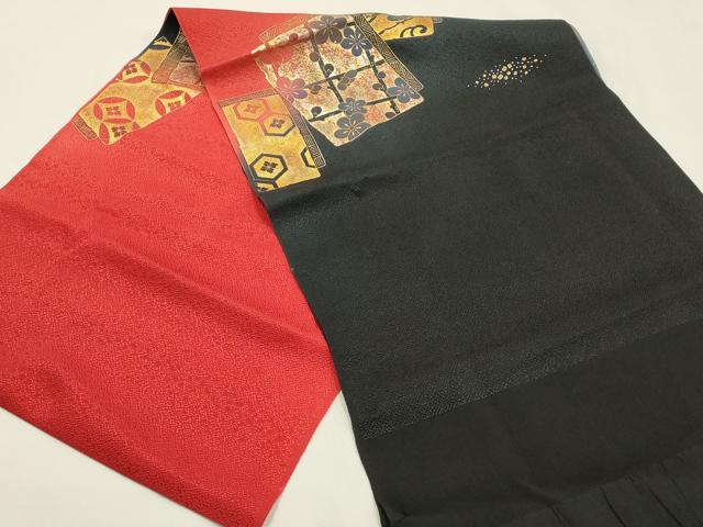 平和屋本店●和装小物 帯締め・帯揚げセット 振袖用 丸ぐけ 色紙花文 暈し 金糸 金彩 撚り房 逸品 AABF9372ay