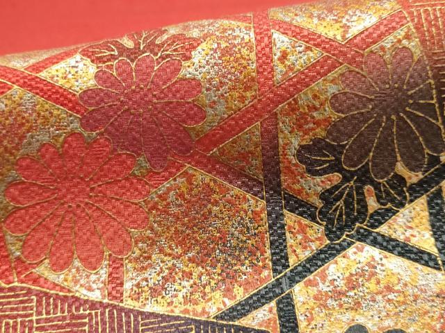 平和屋本店●和装小物 帯締め・帯揚げセット 振袖用 丸ぐけ 色紙花文 暈し 金糸 金彩 撚り房 逸品 AABF9372ay