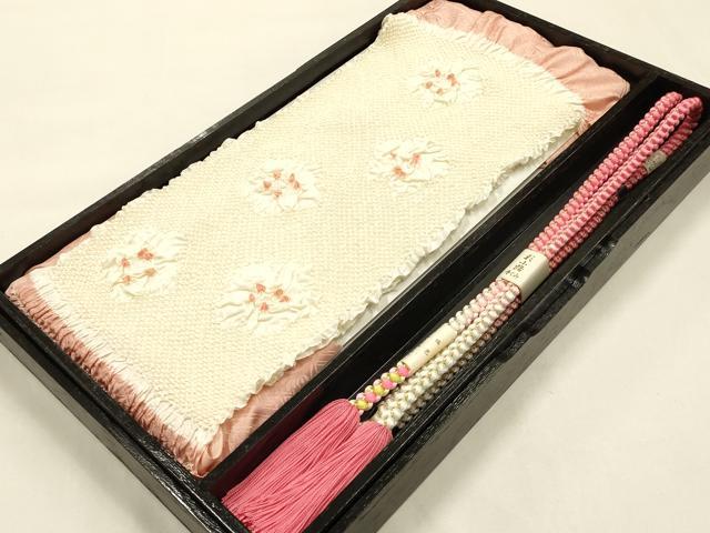 平和屋本店●和装小物 帯締め・帯揚げセット 振袖用 絞り 中抜き 舞花文 瑞色 暈し 撚り房 逸品 未使用品あり AABF9375ay