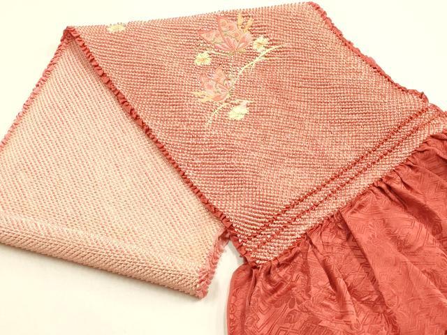 平和屋本店●和装小物 帯締め・帯揚げセット 総絞り 刺繍 舞蝶芝花文 暈し 金糸 正絹 逸品 未使用品あり AABF9376ay