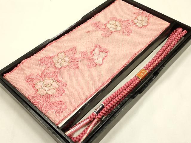平和屋本店●和装小物 帯締め・帯揚げセット 総絞り 草花文 金糸 金彩 正絹 逸品 未使用品あり AABF9378ay