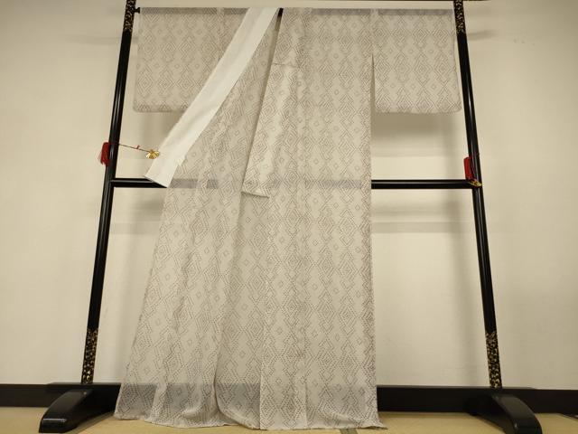 平和屋着物*夏物 小紋 紗 松皮菱文 洗える着物 AABF9407jd