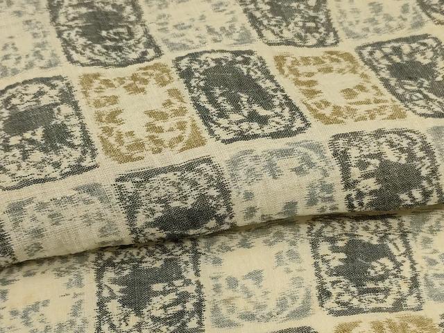 平和屋着物*夏物 小千谷ちぢみ 市松文様 動物 麻 逸品 AABF9420jd