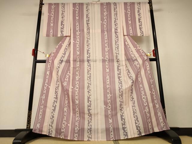 平和屋着物*夏物 小紋 紗 草花間道 正絹 逸品 AABF9429jd