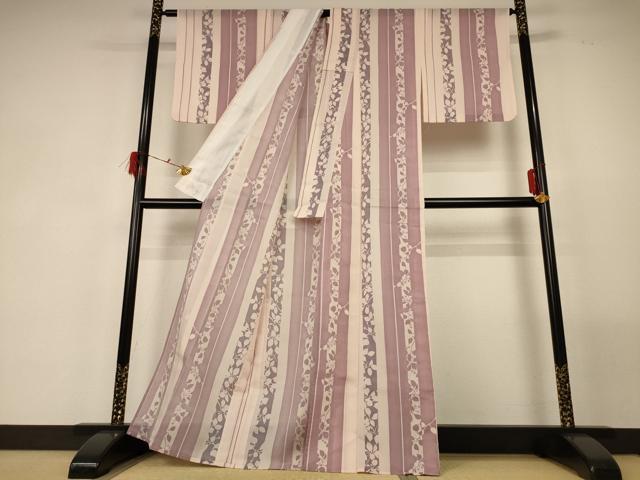 平和屋着物*夏物 小紋 紗 草花間道 正絹 逸品 AABF9429jd
