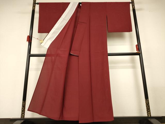 平和屋着物*夏物 色無地 絽 海老茶色 正絹 逸品 AABF9430jd
