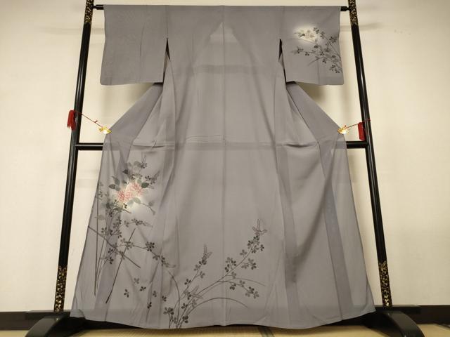 平和屋着物*夏物 訪問着 絽 紫陽花 暈し染め 金彩 正絹 逸品 AABF9436jd