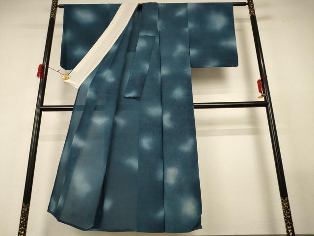 平和屋着物*夏物 小紋 紗 笹文 暈し染め 金彩 正絹 逸品 AABF9437jd