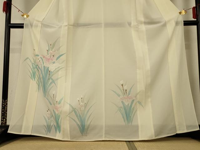 平和屋着物*夏物 訪問着 絽 手描き 草花文 正絹 逸品 AABF9441jd