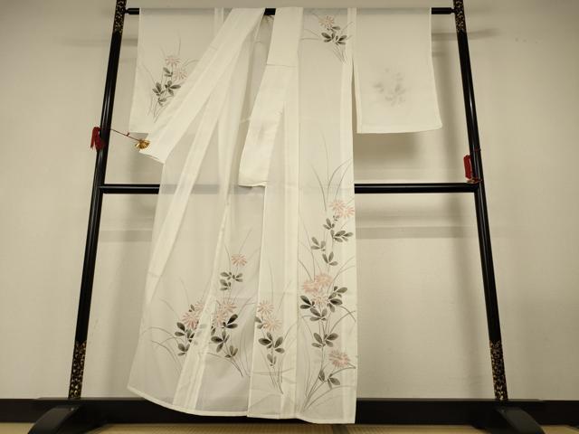 平和屋着物*夏物 訪問着 絽 手描き 草花文 洗える着物 AABF9461jd