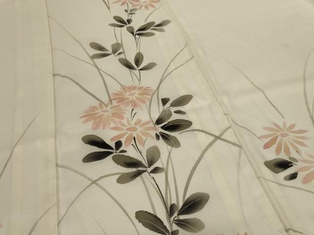 平和屋着物*夏物 訪問着 絽 手描き 草花文 洗える着物 AABF9461jd