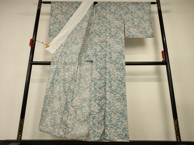 平和屋着物*夏物 小紋 絽 風景草花文 洗える着物 AABF9464jd
