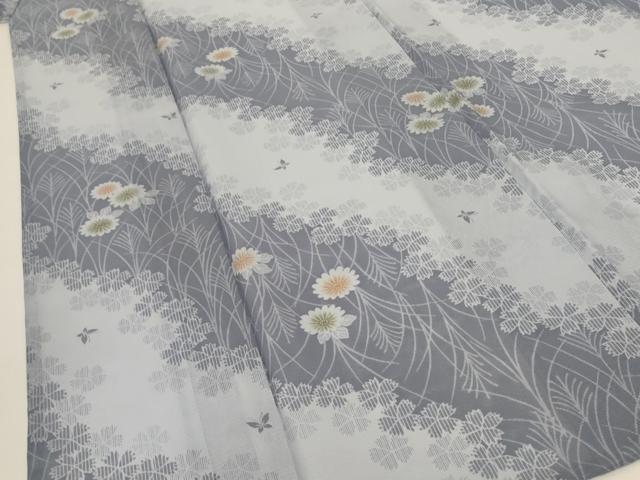 平和屋着物*夏物 小紋 絽 草花文 洗える着物 AABF9467jd