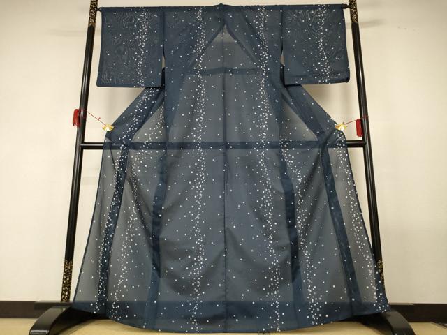平和屋着物*夏物 小紋 絽 丸文 洗える着物 AABF9475jd