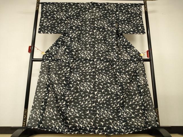 平和屋着物*夏物 小紋 絽 飛鶴文 洗える着物 AABF9493jd