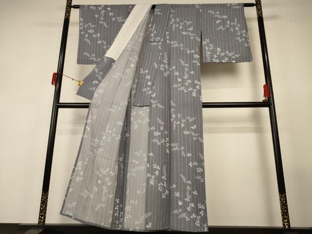 平和屋着物*夏物 小紋 絽 花蝶文 洗える着物 AABF9496jd