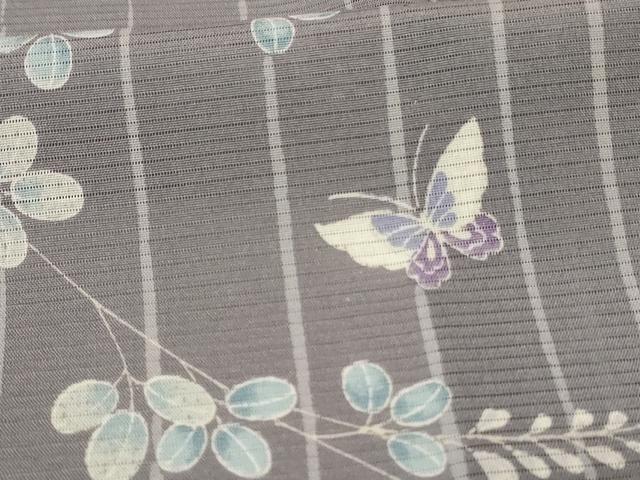 平和屋着物*夏物 小紋 絽 花蝶文 洗える着物 AABF9496jd