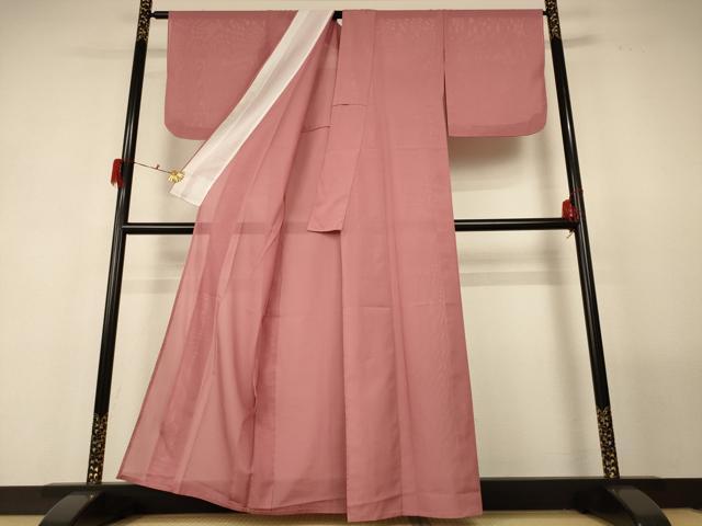 平和屋着物*夏物 色無地 絽 真赭色 洗える着物 AABF9497jd