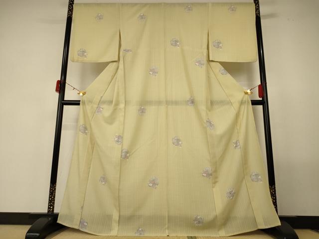 平和屋着物*夏物 小紋 紗 雪輪花文 洗える着物 AABF9498jd
