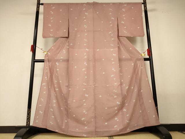 平和屋着物*夏物 小紋 紗 舞花文 洗える着物 AABF9508jd