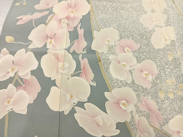 平和屋着物●本加賀友禅作家 岡田正信 訪問着 作家物 正信 胡蝶蘭 正絹 逸品 AABF9550ph
