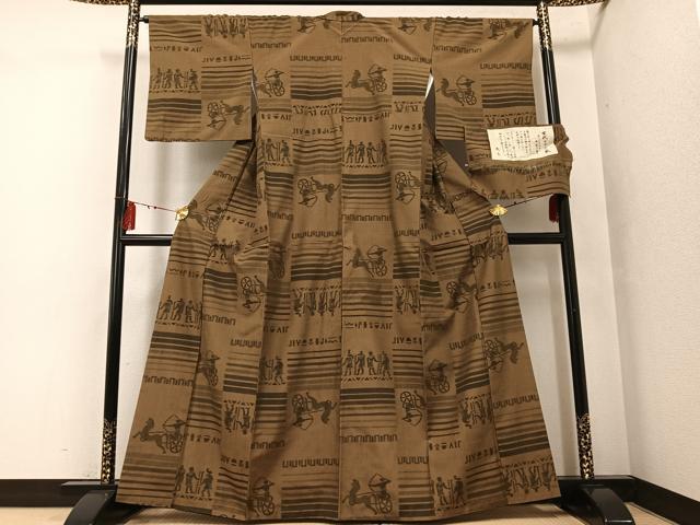 平和屋着物●上質な紬 古代ロマンの旅 反端付き 正絹 逸品 AABF9552ph