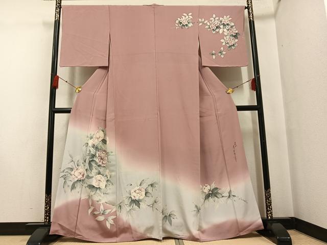 平和屋着物●二代目清次郎 手描き 訪問着 枝花 正絹 逸品 AABF9568ph