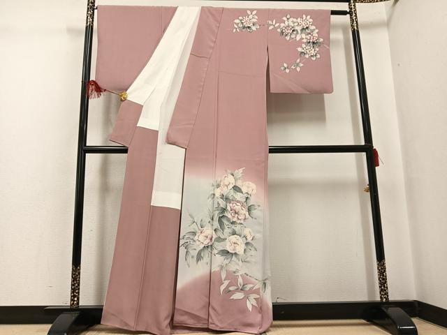 平和屋着物●二代目清次郎 手描き 訪問着 枝花 正絹 逸品 AABF9568ph
