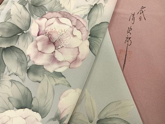 平和屋着物●二代目清次郎 手描き 訪問着 枝花 正絹 逸品 AABF9568ph